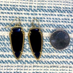 Kendra Scott Gold Sky Arrowhead Drop Earring in Opaque Black w/ free necklace!